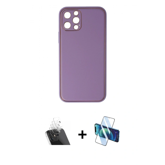 MARSİLYAN™- iPhone 12 Pro Kılıf Yadigar Klasik - Siyah 3D Antistatik Seramik Nano Ekran Koruyucu + Kamera Lens Koruma Cam - SF