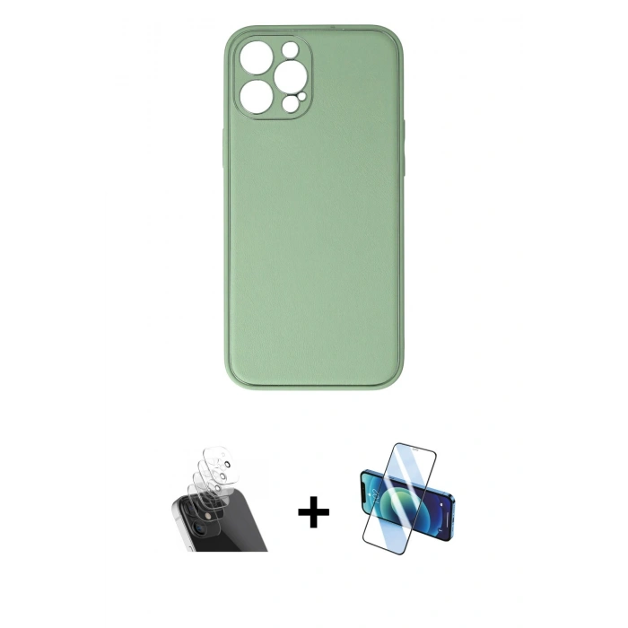 MARSİLYAN™- iPhone 12 Pro Kılıf Yadigar Klasik - Siyah 3D Antistatik Seramik Nano Ekran Koruyucu + Kamera Lens Koruma Cam - SF