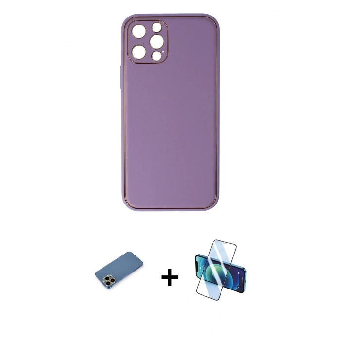MARSİLYAN™- iPhone 12 Pro Kılıf Yadigar Klasik - Siyah 3D Antistatik Seramik Nano Ekran Koruyucu + Shine Kamera Lens Koruma Cam - GD