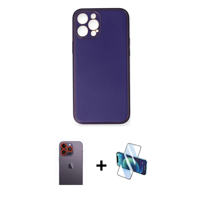 MARSİLYAN™- iPhone 12 Pro Kılıf Yadigar Klasik - Siyah 3D Antistatik Seramik Nano Ekran Koruyucu + Neon Fosforlu Kamera Lens - TU