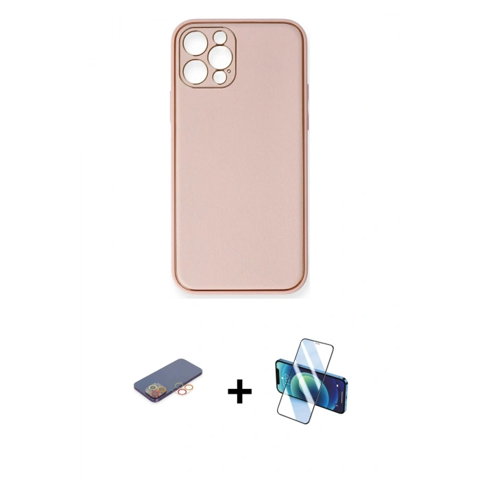 MARSİLYAN™- iPhone 12 Pro Kılıf Yadigar Klasik - Siyah 3D Antistatik Seramik Nano Ekran Koruyucu + Renkli Kamera Lens Koruma Cam - TU