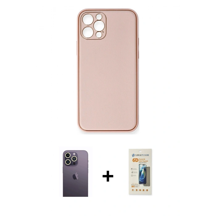 MARSİLYAN™- iPhone 12 Pro Kılıf Yadigar Klasik - Siyah 6D Mat Seramik Hayalet Nano Ekran Koruyucu + Neon Fosforlu Kamera Lens - BZ