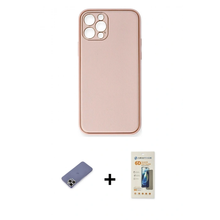 MARSİLYAN™- iPhone 12 Pro Kılıf Yadigar Klasik - Siyah 6D Mat Seramik Hayalet Nano Ekran Koruyucu + Metal Kamera Lens Koruma Cam - GD