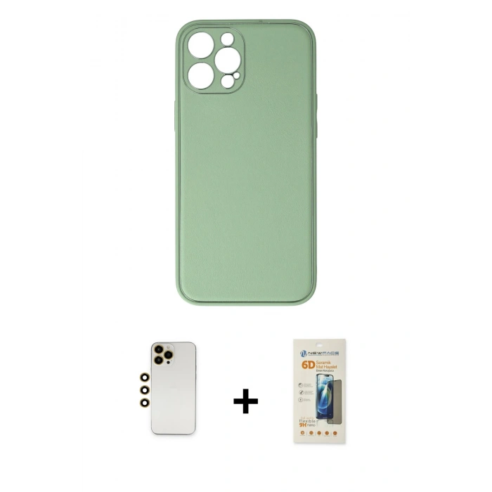 MARSİLYAN™- iPhone 12 Pro Kılıf Yadigar Klasik - Siyah 6D Mat Seramik Hayalet Nano Ekran Koruyucu + Shine Kamera Lens - GD
