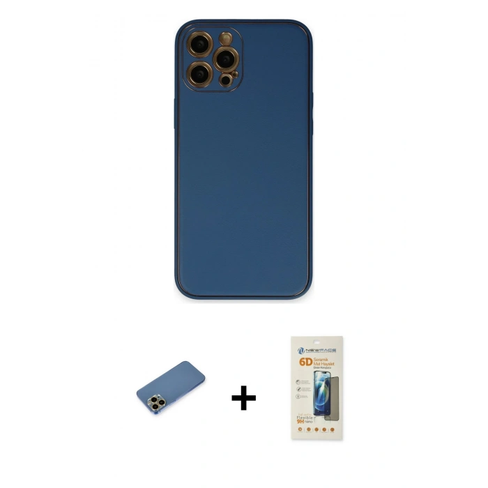 MARSİLYAN™- iPhone 12 Pro Kılıf Yadigar Klasik - Siyah 6D Mat Seramik Hayalet Nano Ekran Koruyucu + Shine Kamera Lens Koruma Cam - GD
