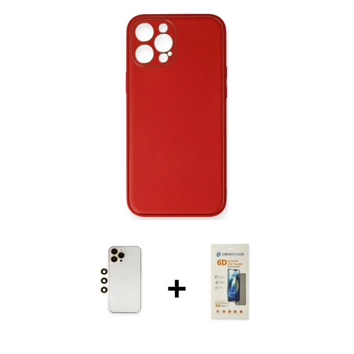 MARSİLYAN™- iPhone 12 Pro Kılıf Yadigar Klasik - Siyah 6D Mat Seramik Hayalet Nano Ekran Koruyucu + Shine Kamera Lens - GD