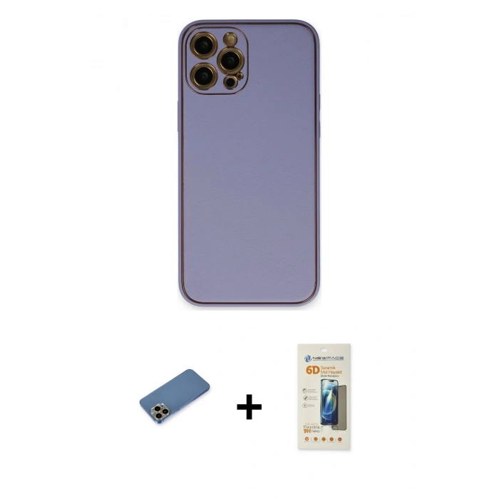 MARSİLYAN™- iPhone 12 Pro Kılıf Yadigar Klasik - Siyah 6D Mat Seramik Hayalet Nano Ekran Koruyucu + Shine Kamera Lens Koruma Cam - GD