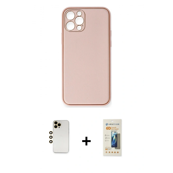 MARSİLYAN™- iPhone 12 Pro Kılıf Yadigar Klasik - Siyah 6D Mat Seramik Hayalet Nano Ekran Koruyucu + Shine Kamera Lens - GD