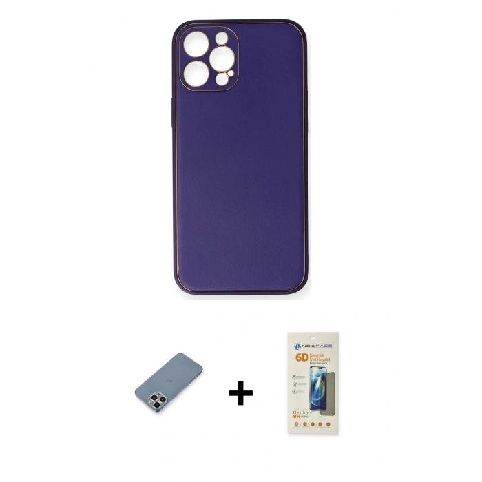 MARSİLYAN™- iPhone 12 Pro Kılıf Yadigar Klasik - Siyah 6D Mat Seramik Hayalet Nano Ekran Koruyucu + Metal Kamera Lens Koruma Cam - GS
