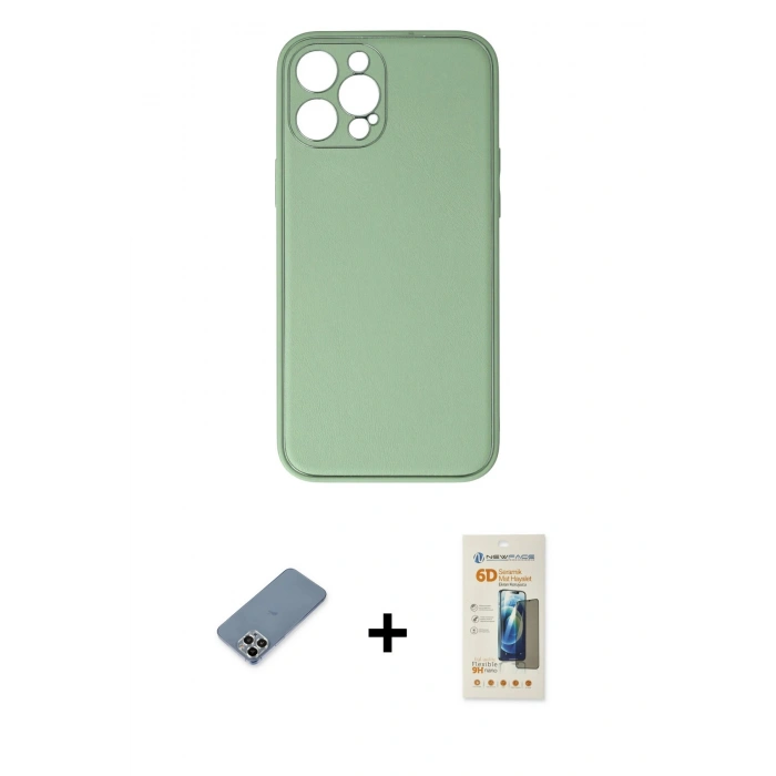 MARSİLYAN™- iPhone 12 Pro Kılıf Yadigar Klasik - Siyah 6D Mat Seramik Hayalet Nano Ekran Koruyucu + Metal Kamera Lens Koruma Cam - GS