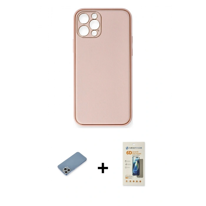 MARSİLYAN™- iPhone 12 Pro Kılıf Yadigar Klasik - Siyah 6D Mat Seramik Hayalet Nano Ekran Koruyucu + Shine Kamera Lens Koruma Cam - GS