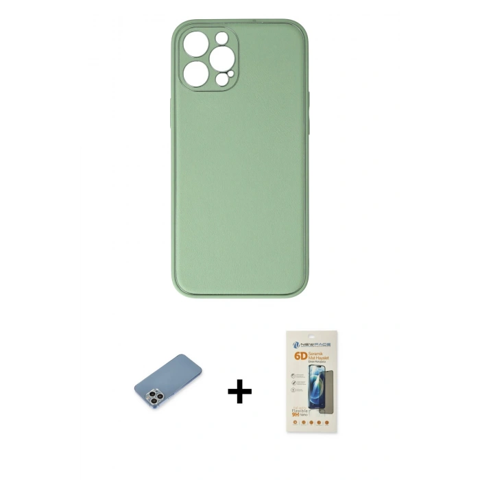 MARSİLYAN™- iPhone 12 Pro Kılıf Yadigar Klasik - Siyah 6D Mat Seramik Hayalet Nano Ekran Koruyucu + Shine Kamera Lens Koruma Cam - GS