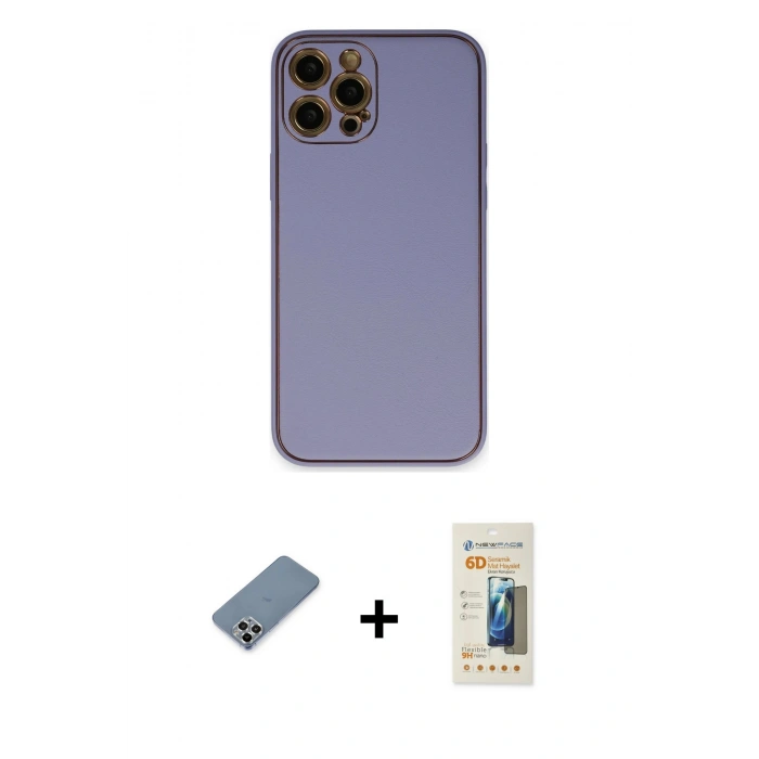 MARSİLYAN™- iPhone 12 Pro Kılıf Yadigar Klasik - Siyah 6D Mat Seramik Hayalet Nano Ekran Koruyucu + Metal Kamera Lens Koruma Cam - GS