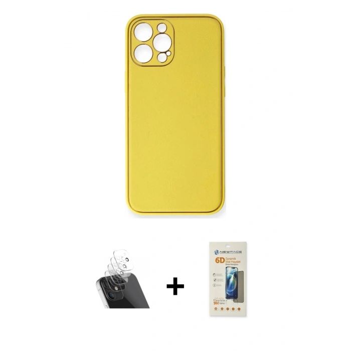 MARSİLYAN™- iPhone 12 Pro Kılıf Yadigar Klasik - Siyah 6D Mat Seramik Hayalet Nano Ekran Koruyucu + Kamera Lens Koruma Cam - SF