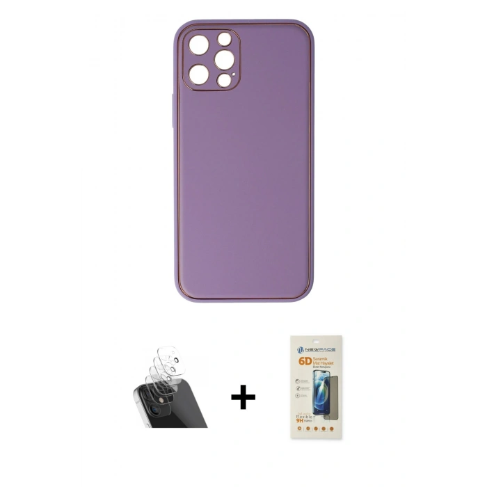 MARSİLYAN™- iPhone 12 Pro Kılıf Yadigar Klasik - Siyah 6D Mat Seramik Hayalet Nano Ekran Koruyucu + Kamera Lens Koruma Cam - SF