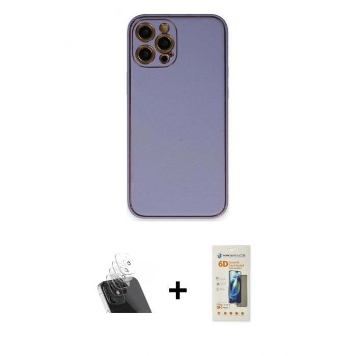 MARSİLYAN™- iPhone 12 Pro Kılıf Yadigar Klasik - Siyah 6D Mat Seramik Hayalet Nano Ekran Koruyucu + Kamera Lens Koruma Cam - SF