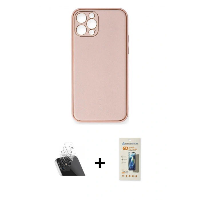 MARSİLYAN™- iPhone 12 Pro Kılıf Yadigar Klasik - Siyah 6D Mat Seramik Hayalet Nano Ekran Koruyucu + Kamera Lens Koruma Cam - SF