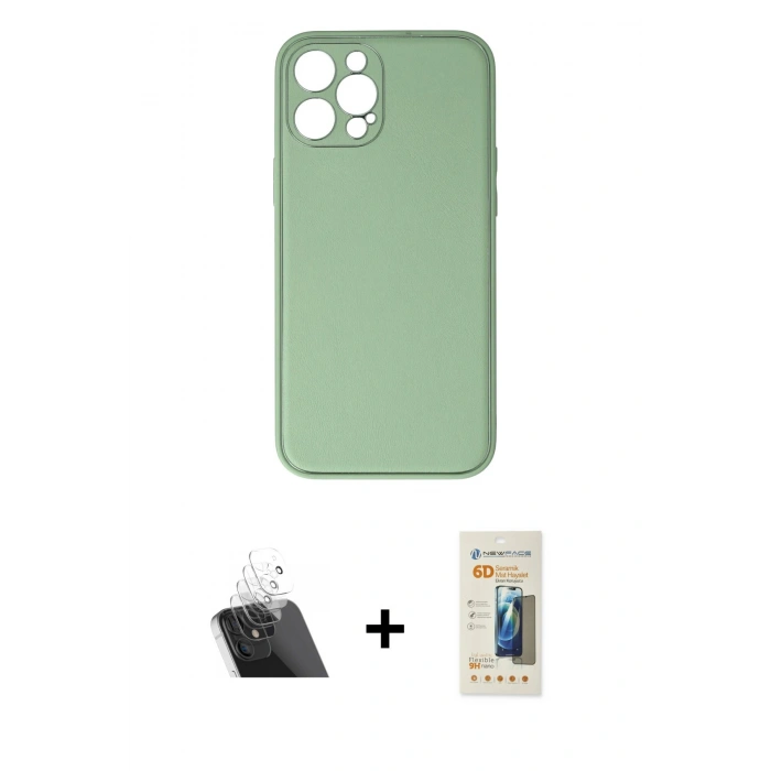 MARSİLYAN™- iPhone 12 Pro Kılıf Yadigar Klasik - Siyah 6D Mat Seramik Hayalet Nano Ekran Koruyucu + Kamera Lens Koruma Cam - SF