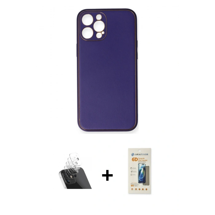 MARSİLYAN™- iPhone 12 Pro Kılıf Yadigar Klasik - Siyah 6D Mat Seramik Hayalet Nano Ekran Koruyucu + Kamera Lens Koruma Cam - SF