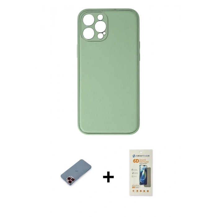 MARSİLYAN™- iPhone 12 Pro Kılıf Yadigar Klasik - Siyah 6D Mat Seramik Hayalet Nano Ekran Koruyucu + Metal Kamera Lens Koruma Cam - KI