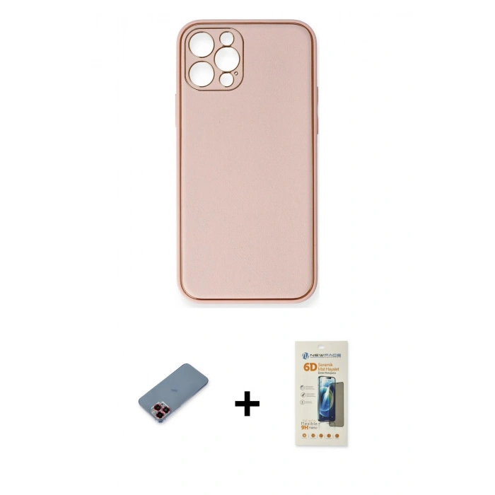 MARSİLYAN™- iPhone 12 Pro Kılıf Yadigar Klasik - Siyah 6D Mat Seramik Hayalet Nano Ekran Koruyucu + Metal Kamera Lens Koruma Cam - KI