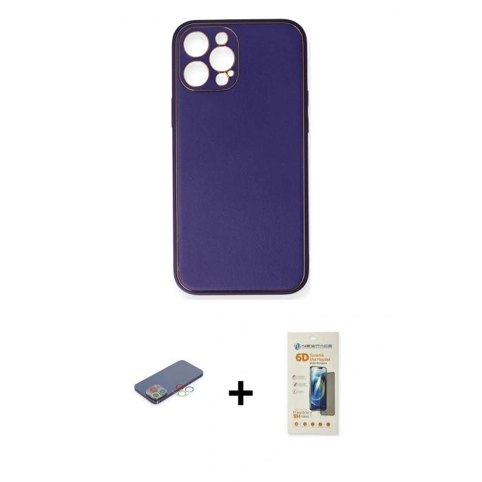 MARSİLYAN™- iPhone 12 Pro Kılıf Yadigar Klasik - Siyah 6D Mat Seramik Hayalet Nano Ekran Koruyucu + Renkli Kamera Lens Koruma Cam - MI