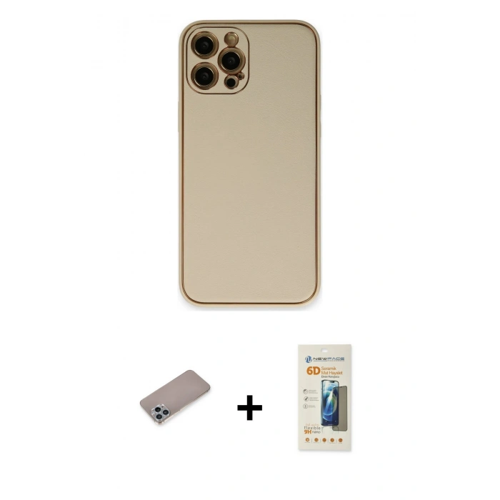 MARSİLYAN™- iPhone 12 Pro Kılıf Yadigar Klasik - Siyah 6D Mat Seramik Hayalet Nano Ekran Koruyucu + Shine Kamera Lens Koruma Cam - SABE