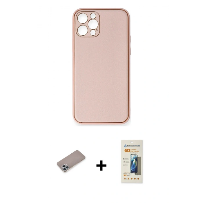 MARSİLYAN™- iPhone 12 Pro Kılıf Yadigar Klasik - Siyah 6D Mat Seramik Hayalet Nano Ekran Koruyucu + Shine Kamera Lens Koruma Cam - SABE