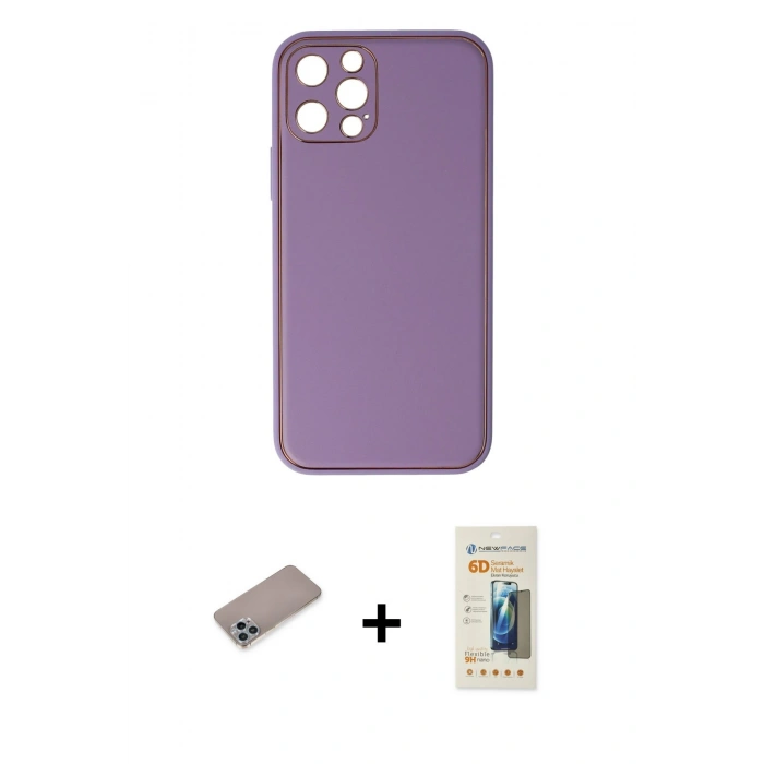 MARSİLYAN™- iPhone 12 Pro Kılıf Yadigar Klasik - Siyah 6D Mat Seramik Hayalet Nano Ekran Koruyucu + Shine Kamera Lens Koruma Cam - SABE