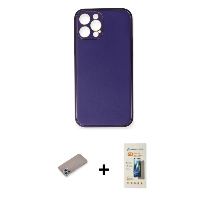 MARSİLYAN™- iPhone 12 Pro Kılıf Yadigar Klasik - Siyah 6D Mat Seramik Hayalet Nano Ekran Koruyucu + Shine Kamera Lens Koruma Cam - SABE