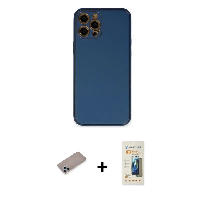 MARSİLYAN™- iPhone 12 Pro Kılıf Yadigar Klasik - Siyah 6D Mat Seramik Hayalet Nano Ekran Koruyucu + Shine Kamera Lens Koruma Cam - SABE