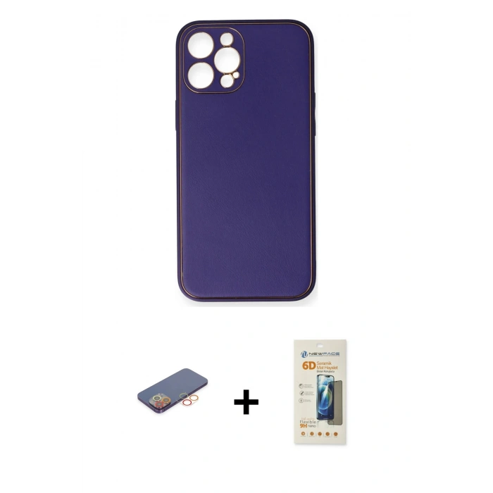 MARSİLYAN™- iPhone 12 Pro Kılıf Yadigar Klasik - Siyah 6D Mat Seramik Hayalet Nano Ekran Koruyucu + Renkli Kamera Lens Koruma Cam - TU