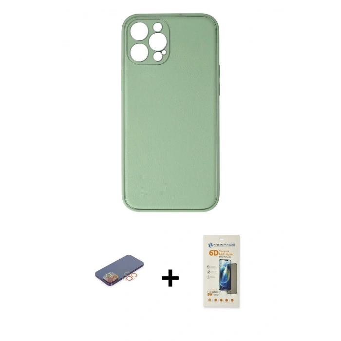 MARSİLYAN™- iPhone 12 Pro Kılıf Yadigar Klasik - Siyah 6D Mat Seramik Hayalet Nano Ekran Koruyucu + Renkli Kamera Lens Koruma Cam - TU