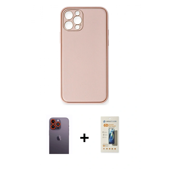 MARSİLYAN™- iPhone 12 Pro Kılıf Yadigar Klasik - Siyah 6D Mat Seramik Hayalet Nano Ekran Koruyucu + Neon Fosforlu Kamera Lens - TU
