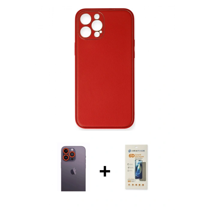 MARSİLYAN™- iPhone 12 Pro Kılıf Yadigar Klasik - Siyah 6D Mat Seramik Hayalet Nano Ekran Koruyucu + Neon Fosforlu Kamera Lens - TU
