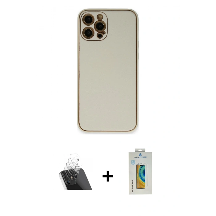MARSİLYAN™- iPhone 12 Pro Kılıf Yadigar Klasik - Siyah Polymer Nano Ekran Koruyucu + Kamera Lens Koruma Cam - SF