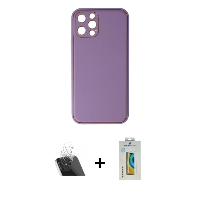 MARSİLYAN™- iPhone 12 Pro Kılıf Yadigar Klasik - Siyah Polymer Nano Ekran Koruyucu + Kamera Lens Koruma Cam - SF