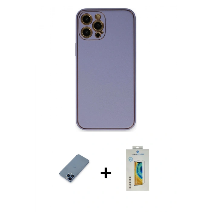 MARSİLYAN™- iPhone 12 Pro Kılıf Yadigar Klasik - Siyah Polymer Nano Ekran Koruyucu + Metal Kamera Lens Koruma Cam - MI