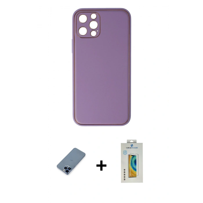MARSİLYAN™- iPhone 12 Pro Kılıf Yadigar Klasik - Siyah Polymer Nano Ekran Koruyucu + Metal Kamera Lens Koruma Cam - MI