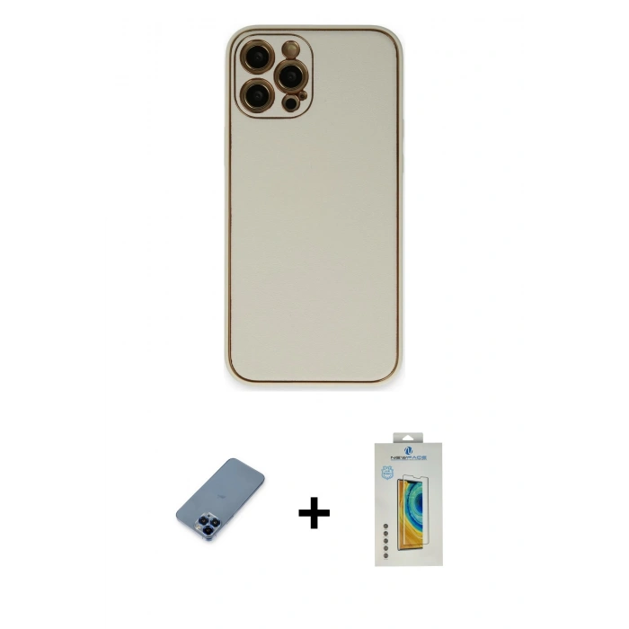 MARSİLYAN™- iPhone 12 Pro Kılıf Yadigar Klasik - Siyah Polymer Nano Ekran Koruyucu + Metal Kamera Lens Koruma Cam - MI