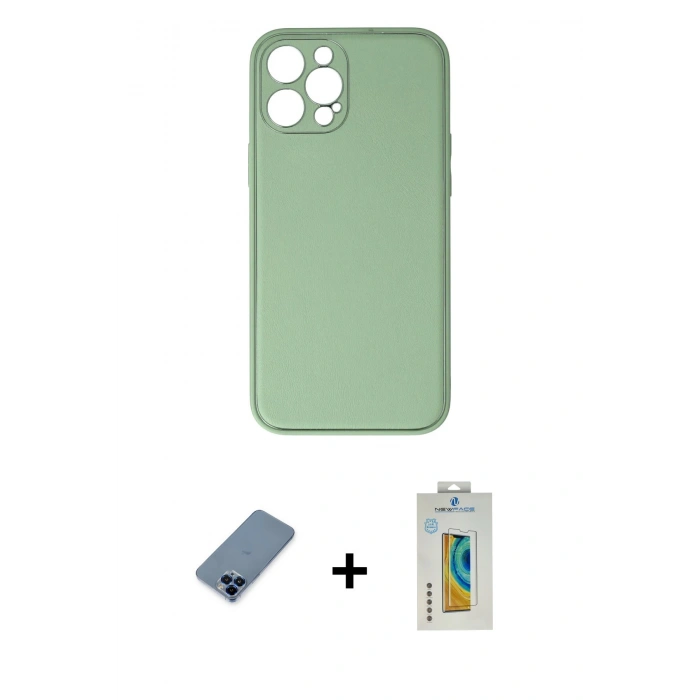 MARSİLYAN™- iPhone 12 Pro Kılıf Yadigar Klasik - Siyah Polymer Nano Ekran Koruyucu + Metal Kamera Lens Koruma Cam - MI