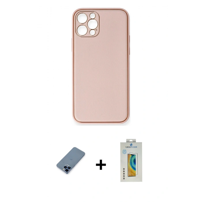 MARSİLYAN™- iPhone 12 Pro Kılıf Yadigar Klasik - Siyah Polymer Nano Ekran Koruyucu + Metal Kamera Lens Koruma Cam - MI