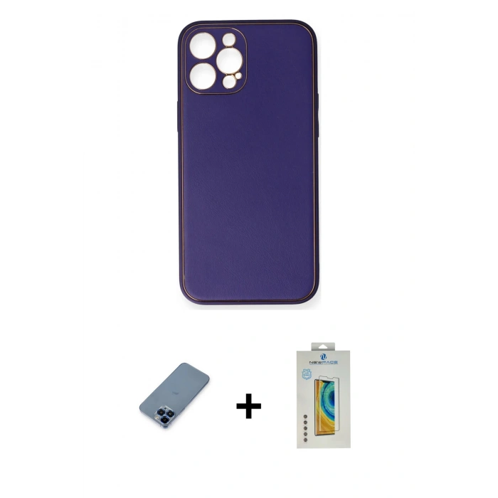 MARSİLYAN™- iPhone 12 Pro Kılıf Yadigar Klasik - Siyah Polymer Nano Ekran Koruyucu + Metal Kamera Lens Koruma Cam - MI