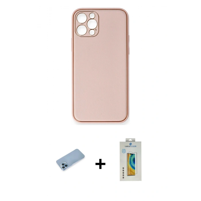 MARSİLYAN™- iPhone 12 Pro Kılıf Yadigar Klasik - Siyah Polymer Nano Ekran Koruyucu + Shine Kamera Lens Koruma Cam - MI