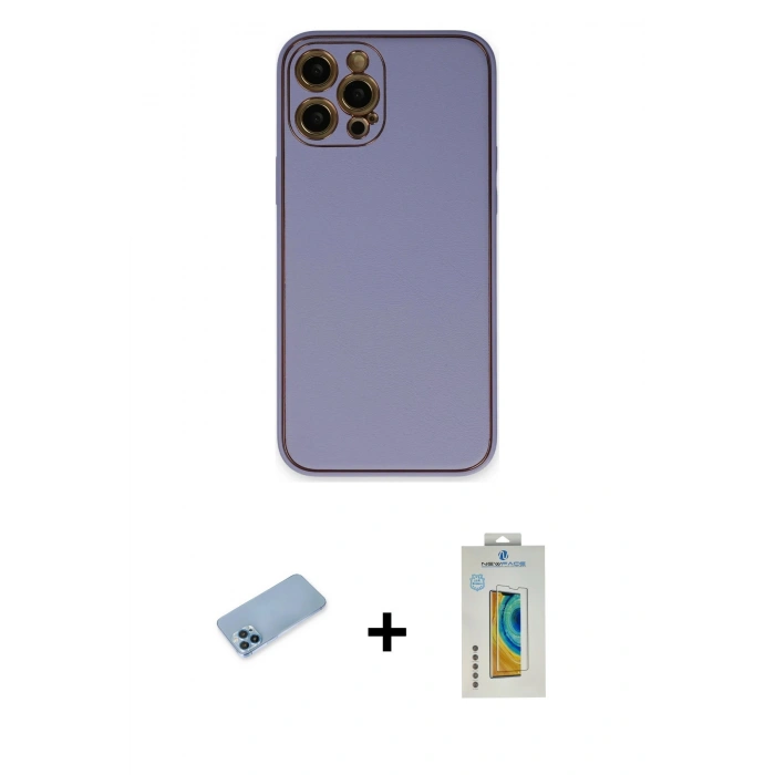 MARSİLYAN™- iPhone 12 Pro Kılıf Yadigar Klasik - Siyah Polymer Nano Ekran Koruyucu + Shine Kamera Lens Koruma Cam - MI