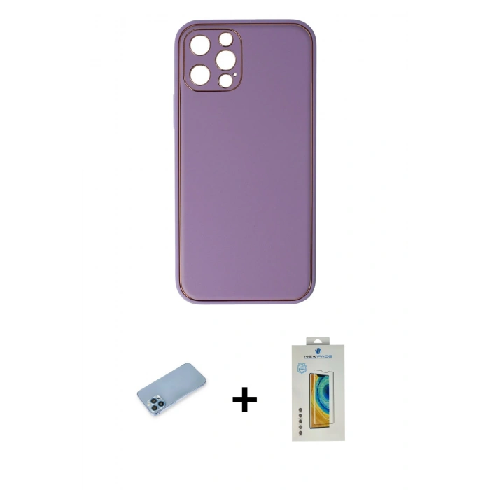 MARSİLYAN™- iPhone 12 Pro Kılıf Yadigar Klasik - Siyah Polymer Nano Ekran Koruyucu + Shine Kamera Lens Koruma Cam - MI