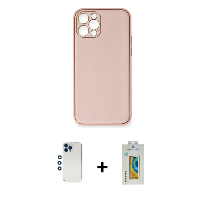 MARSİLYAN™- iPhone 12 Pro Kılıf Yadigar Klasik - Siyah Polymer Nano Ekran Koruyucu + Shine Kamera Lens - MI