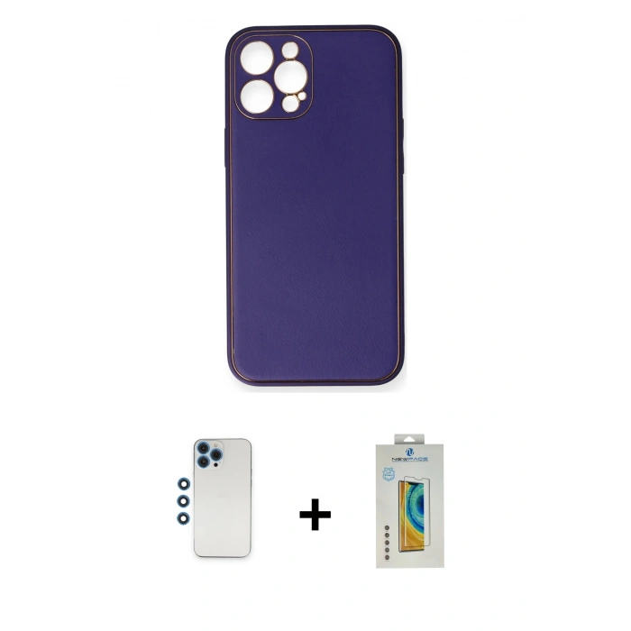 MARSİLYAN™- iPhone 12 Pro Kılıf Yadigar Klasik - Siyah Polymer Nano Ekran Koruyucu + Shine Kamera Lens - MI