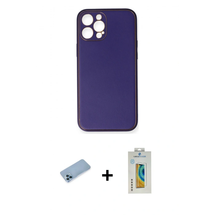 MARSİLYAN™- iPhone 12 Pro Kılıf Yadigar Klasik - Siyah Polymer Nano Ekran Koruyucu + Shine Kamera Lens Koruma Cam - MI