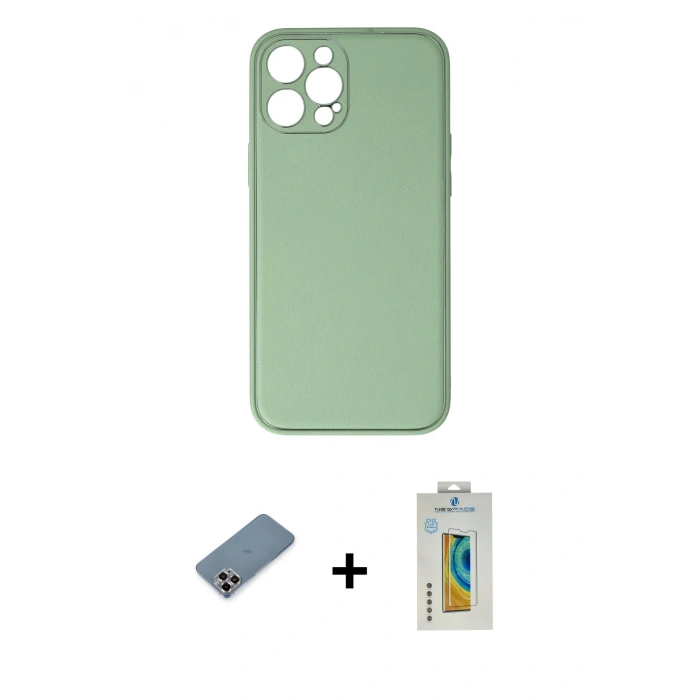 MARSİLYAN™- iPhone 12 Pro Kılıf Yadigar Klasik - Siyah Polymer Nano Ekran Koruyucu + Metal Kamera Lens Koruma Cam - MR